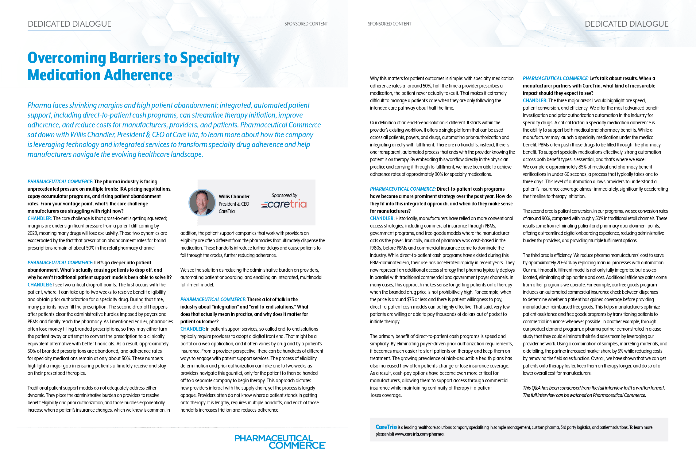 A magazine article titled “Reengineering Life Sciences for Zero Product Loss" features a man in a blue shirt on the cover. The article discusses the challenges of product loss in the life sciences industry and potential solutions. AI generated content