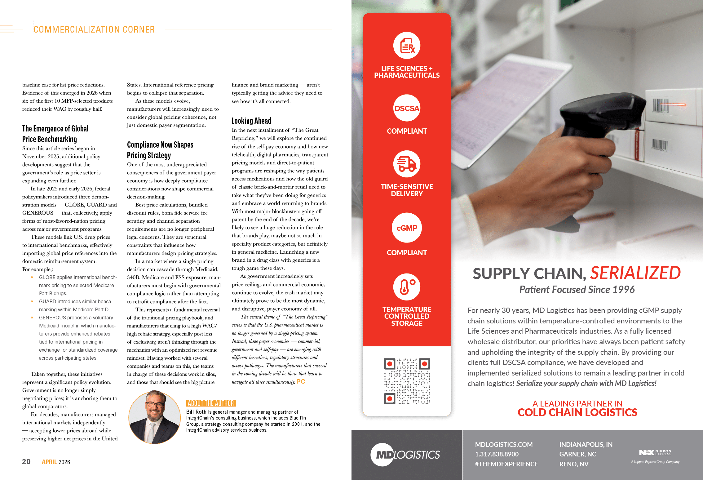 A man is pictured in a magazine ad, which is about compliance in the aviation industry. AI generated content