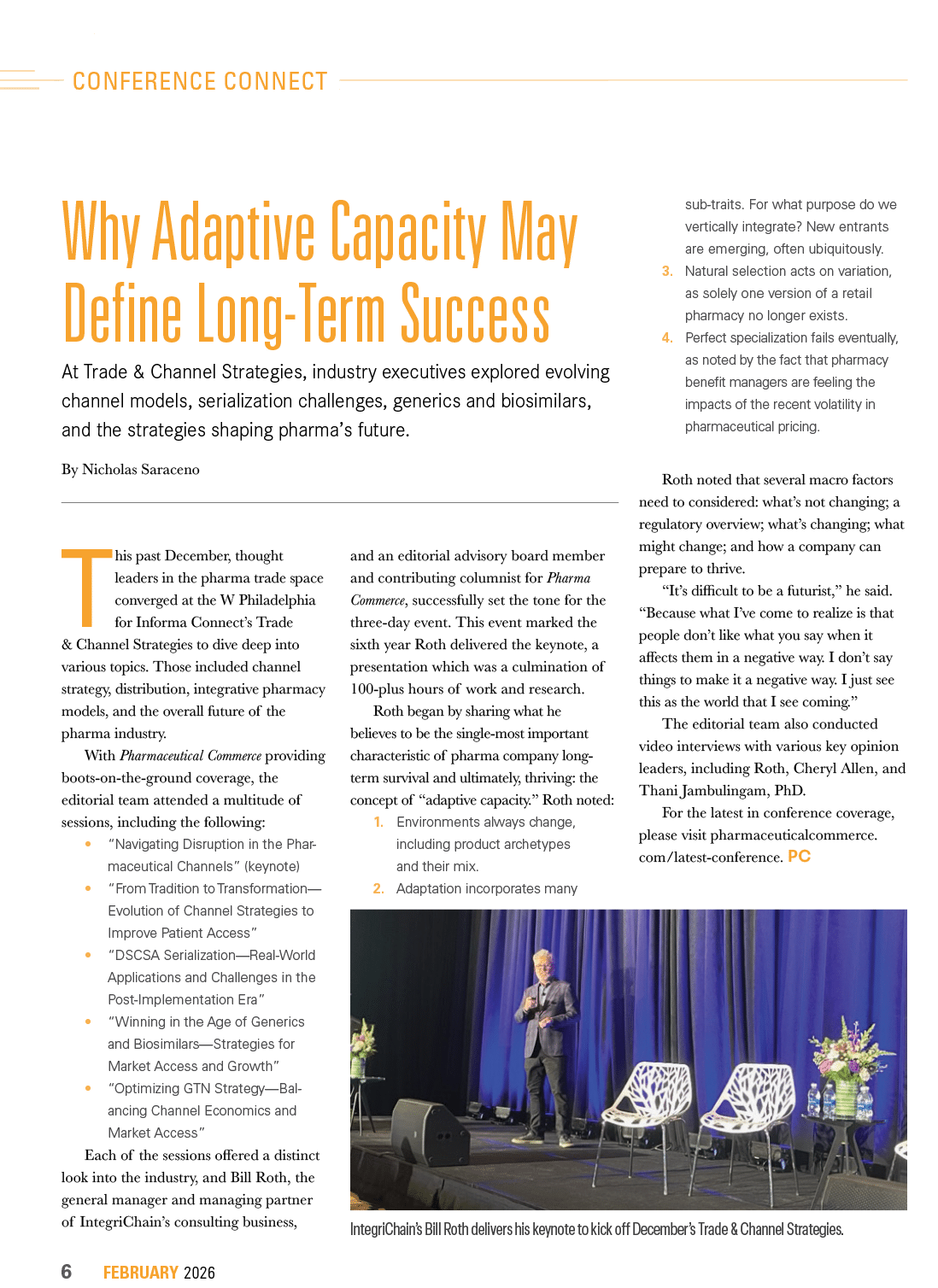 A magazine article titled “Why Adaptive Capacity May Define Long-Term Success" is displayed. AI generated content