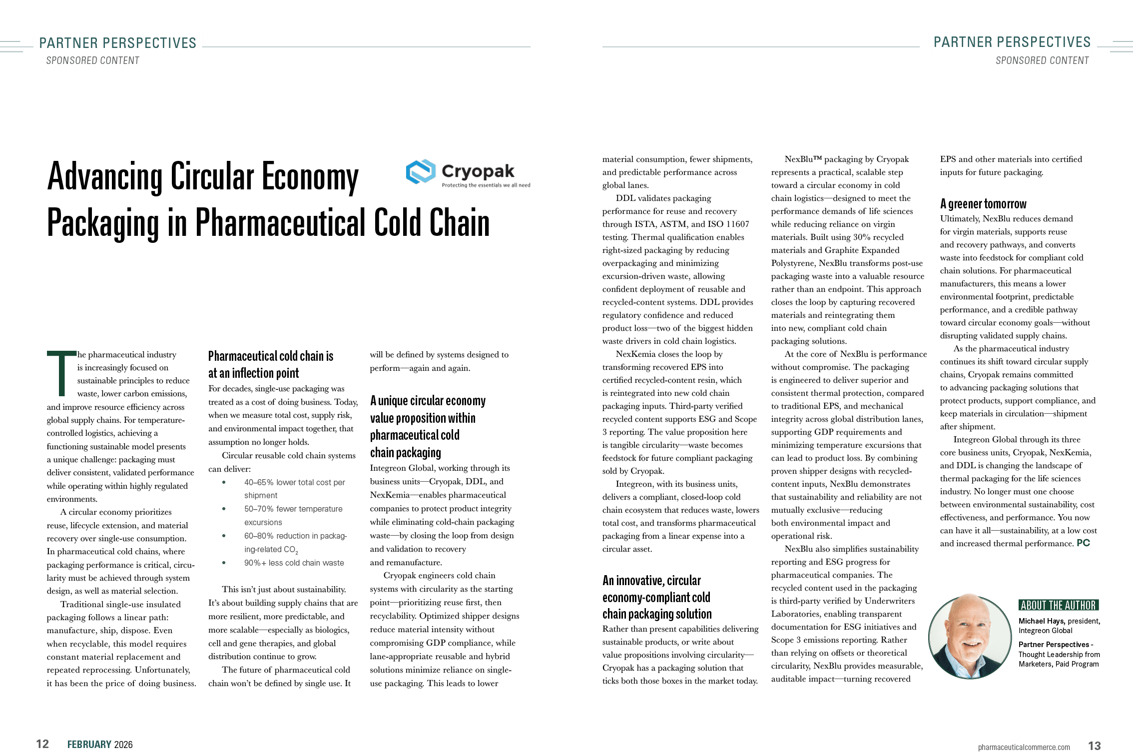 A magazine article discusses advancing circular economy in the pharmaceutical cold chain. AI generated content