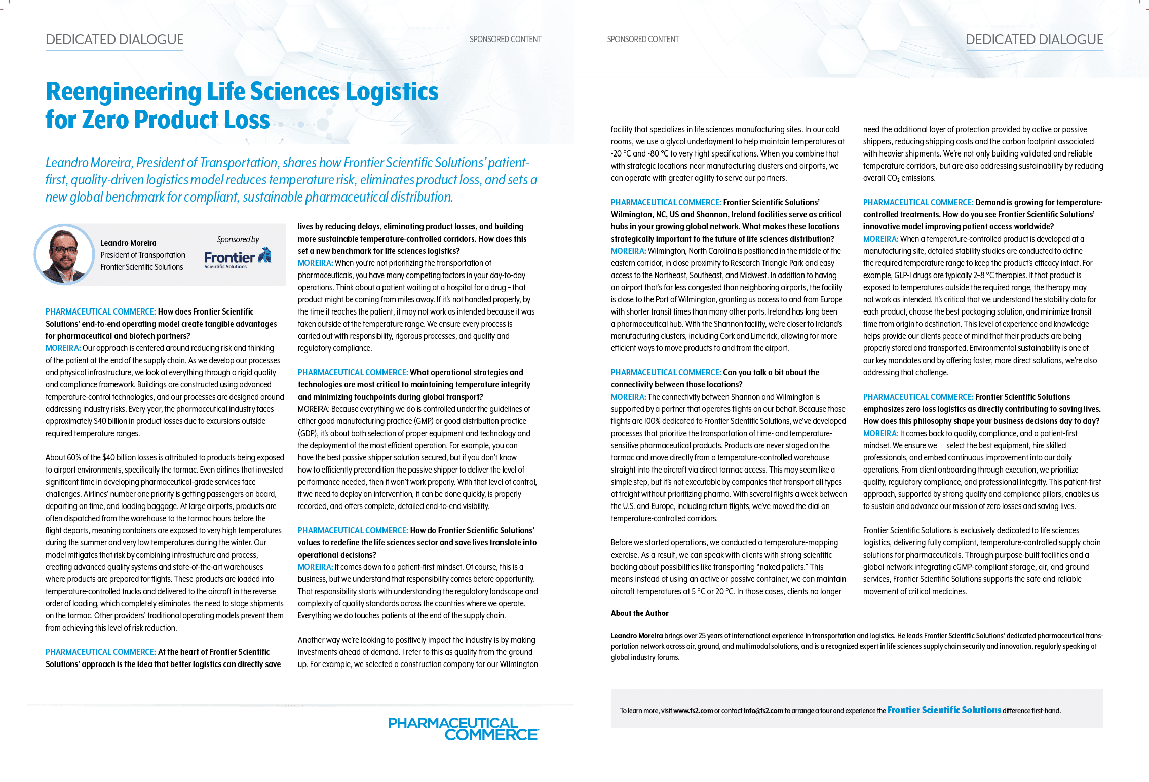 A magazine article titled “Reengineering Life Sciences for Zero Product Loss" features a man in a blue shirt on the cover. The article discusses the challenges of product loss in the life sciences industry and potential solutions. AI generated content