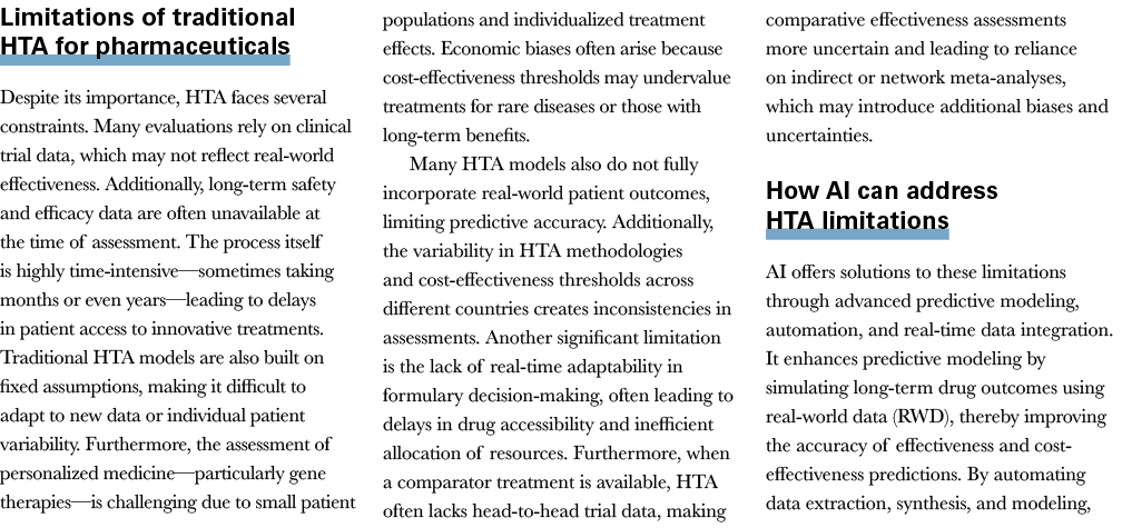 Limitations of traditional HTA for pharmaceuticals Despite its importance, HTA faces several constraints. Many evalua...