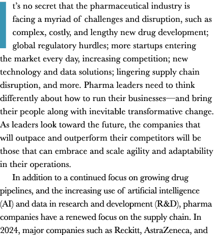 It’s no secret that the pharmaceutical industry is facing a myriad of challenges and disruption, such as complex, cos...