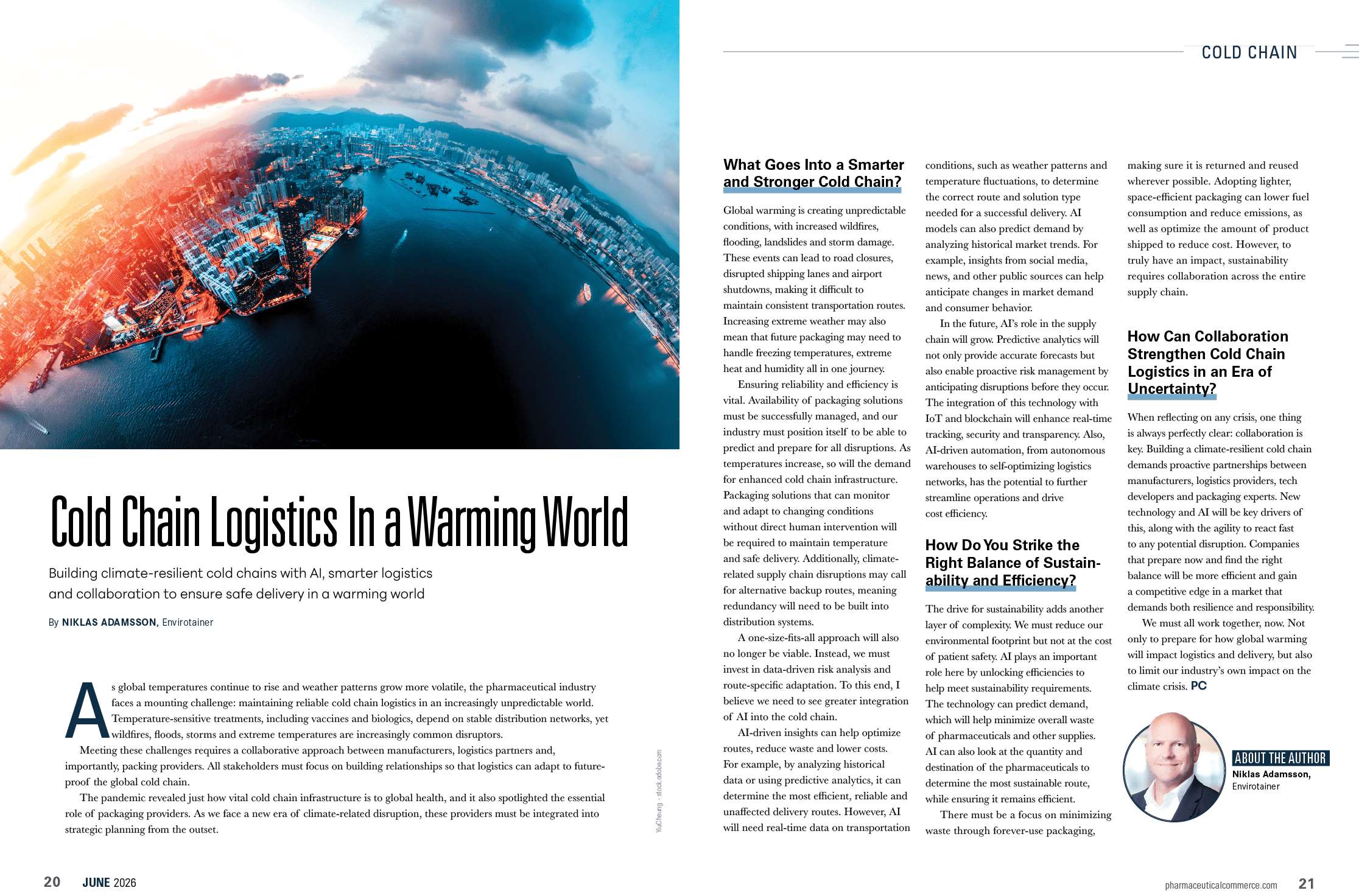 A magazine article about cold chain logistics. Description generated by AI