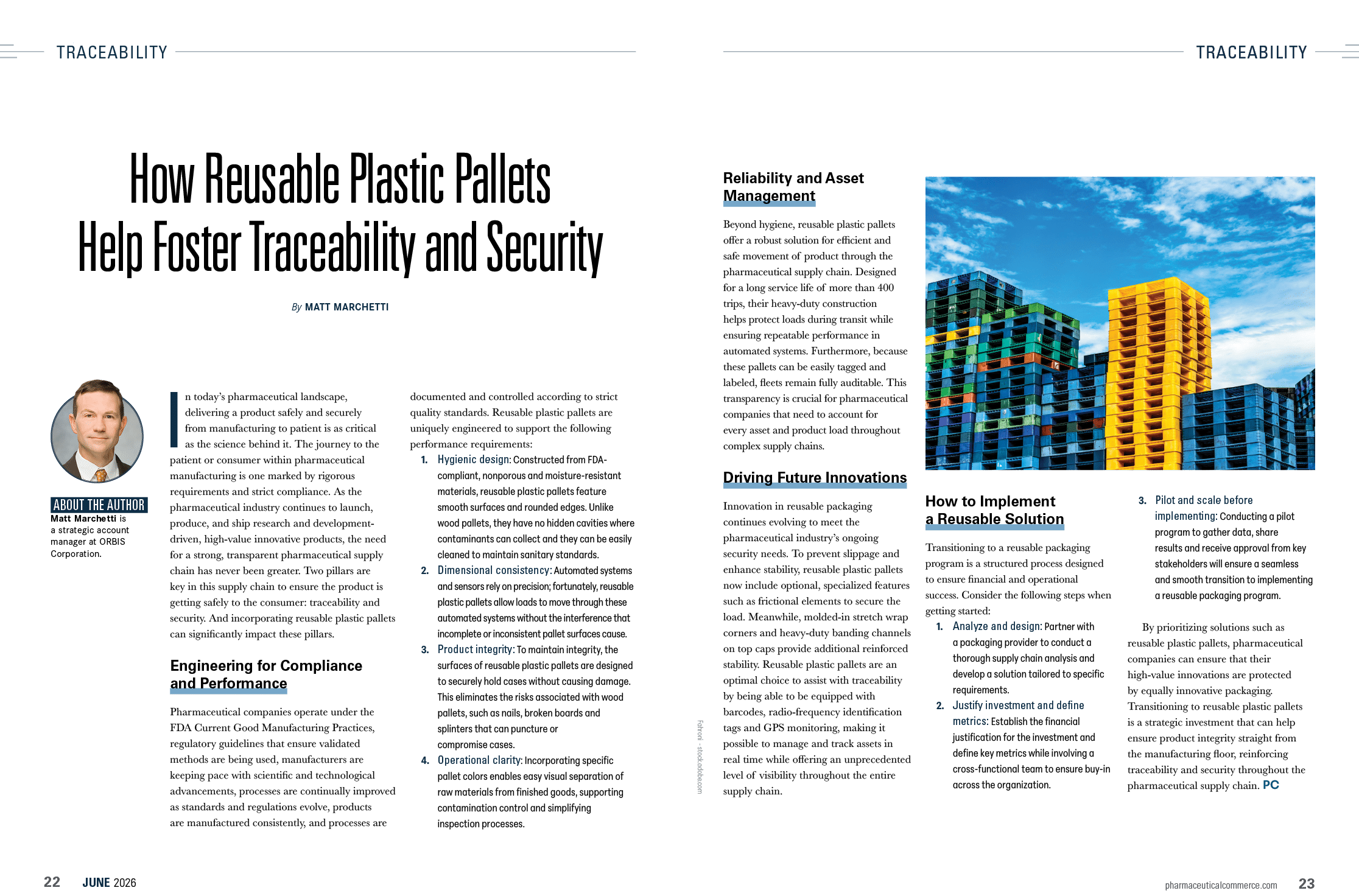 A magazine article about plastic pallets. Description generated by AI