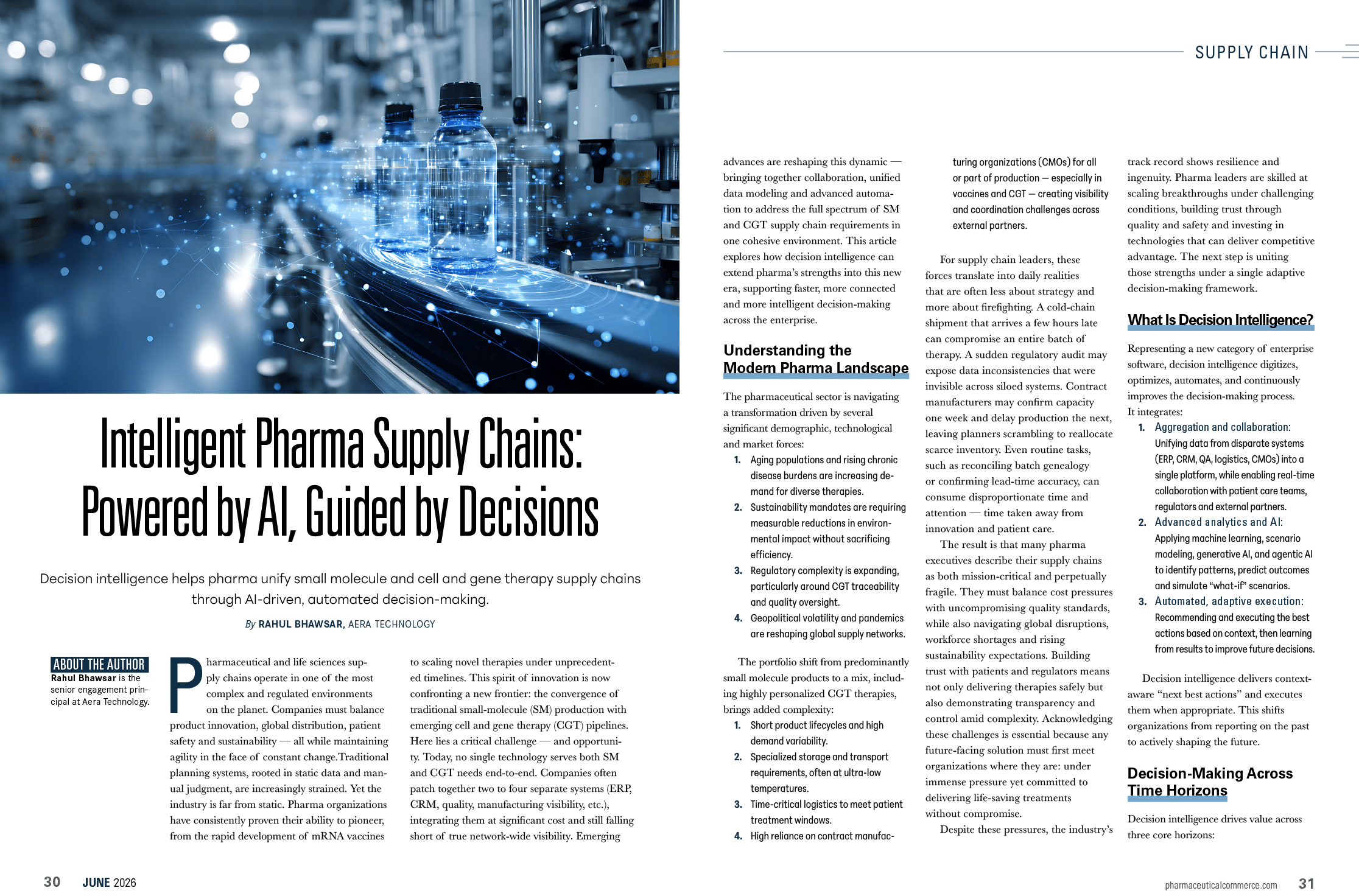 A magazine article about intelligent pharma supply chain. Description generated by AI